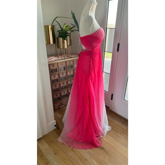 Cache Pink and White Ombre Grecian Sweetheart Neckline Gown - 2 - Picture 4 of 8